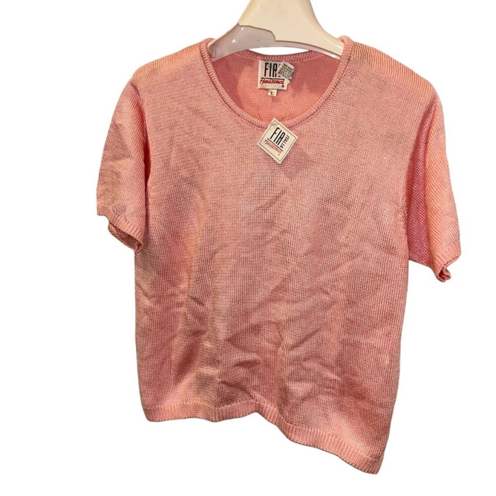 FIA Italy pink shimmer hand loomed NWT deadstock vintage sweater short s…